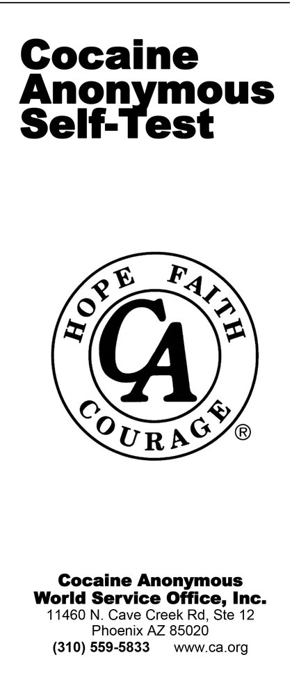 Cover of the C.A. pamphlet "Cocaine Anonymous Self-Test"
